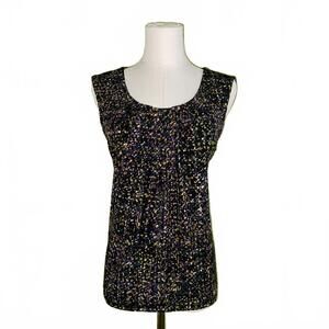 Y2K Microprint Tank Top L Black Multicolor Vintage Night Out Chic Style Tops